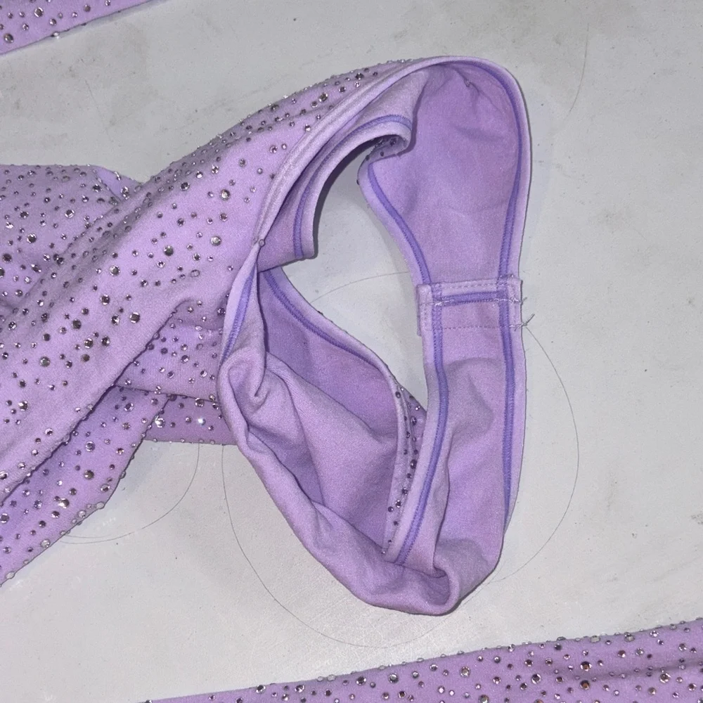 #23 Lavender Long Sleeve Bodysuit with Rhinestones - Picture 3 of 6